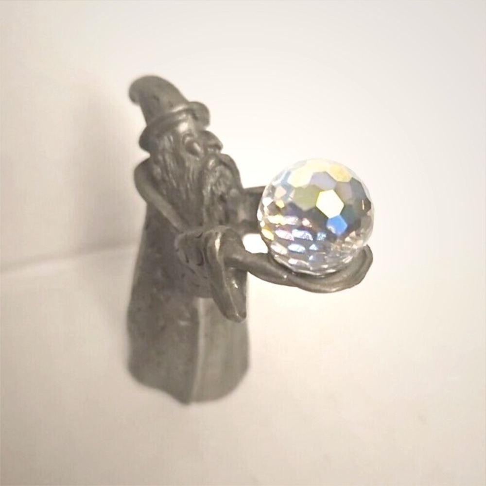 Spoontiques Wizard Figure With Crystals 2.5" CM/592‎ Pewter 1986